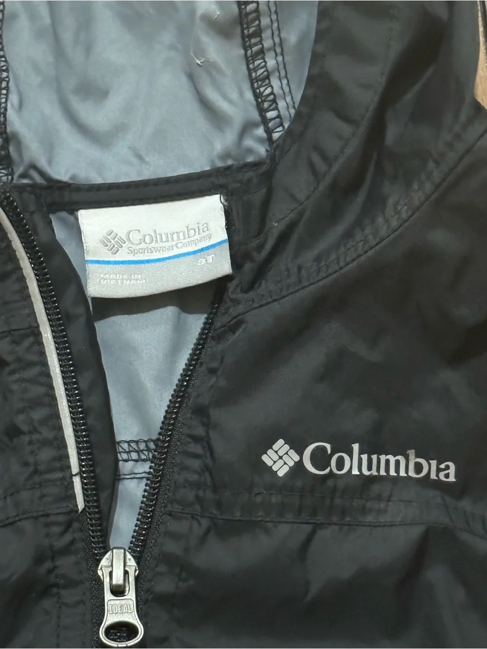 Columbia 3T Black Hooded Windbreaker Jacket